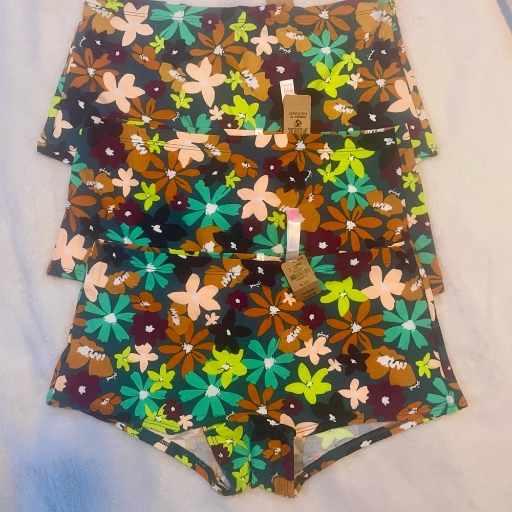 3 pair PINK Victoria's Secret Cotton Daisy Boyshort shortie Panties XL